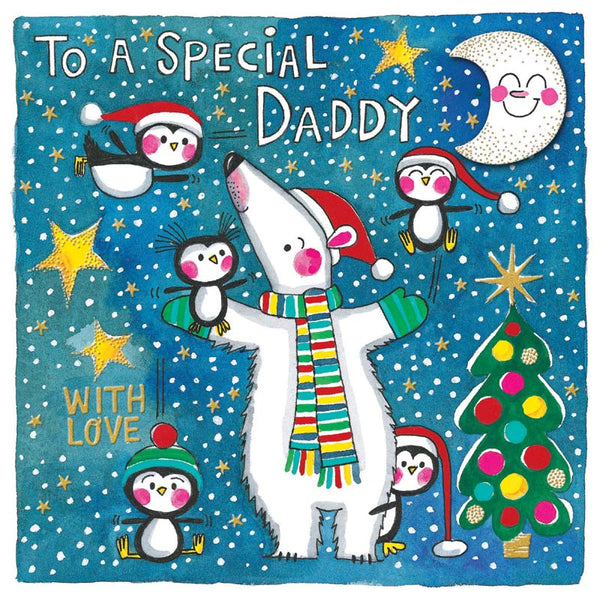 Rachel Ellen Special Daddy with Polar Bear & Penguins Christmas Card image 0