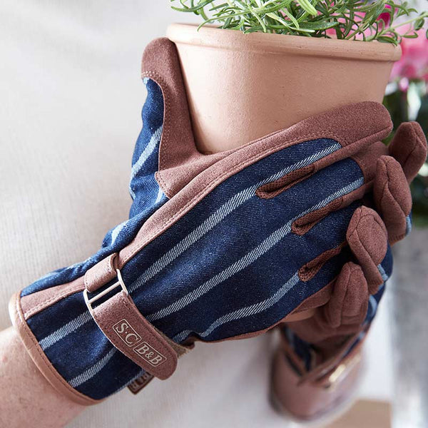 Burgon & Ball Sophie Conran Everyday Gloves Navy Ticking image 1