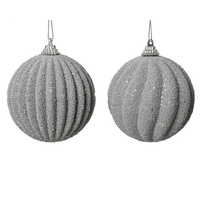 Decoris Foam Bauble with Glitter Beads in Silver (Assorted Designs) image 0