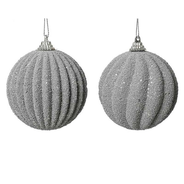 Decoris Foam Bauble with Glitter Beads in Silver (Assorted Designs) image 0