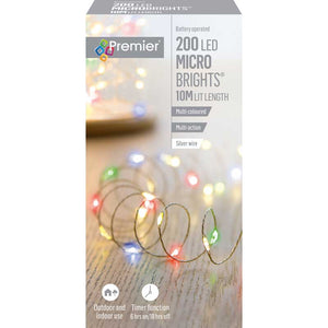 Premier 200 Multi-Action Battery Operated LED MICROBRIGHTS with Timer - Multi-Coloured image 1