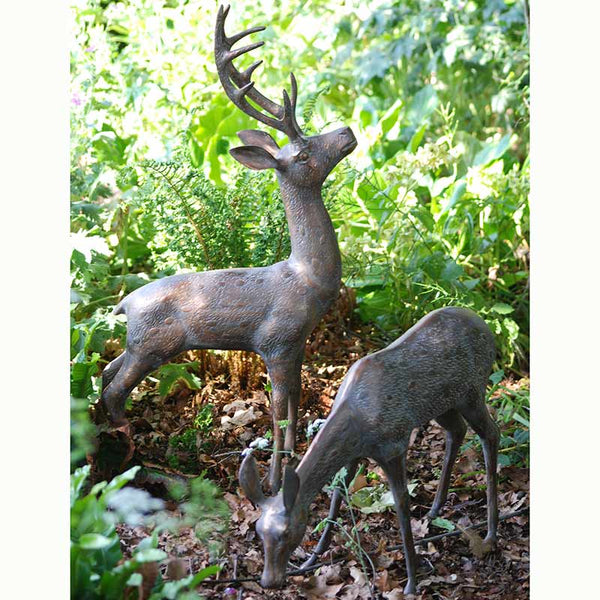 Home & Garden UK Stag & Doe Garden Statue Set - Large image 0