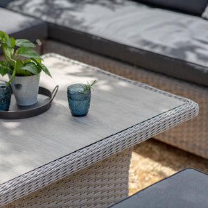 Bramblecrest Wentworth Rattan Mini Corner Sofa Set with Dual Height Table in Pewter image 2