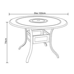 Hartman Capri 4 Seat Round Garden Dining Set in Antique Grey with Parasol &amp; Base image 10