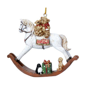 Gisela Graham Resin Teddy on Rocking Horse image 0
