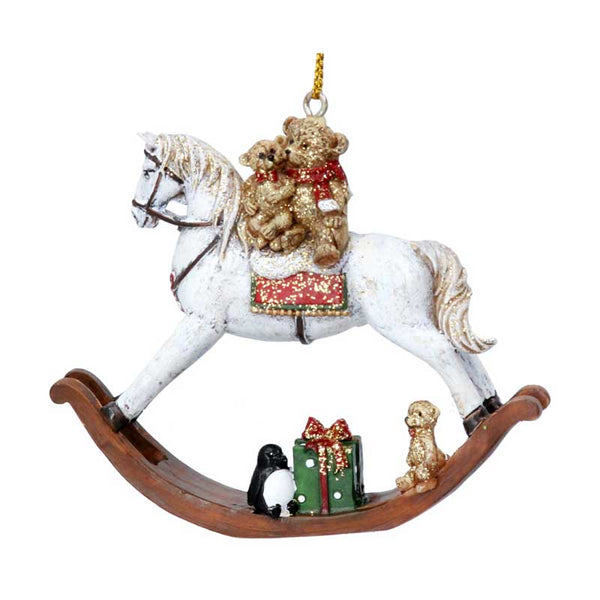 Gisela Graham Resin Teddy on Rocking Horse image 0