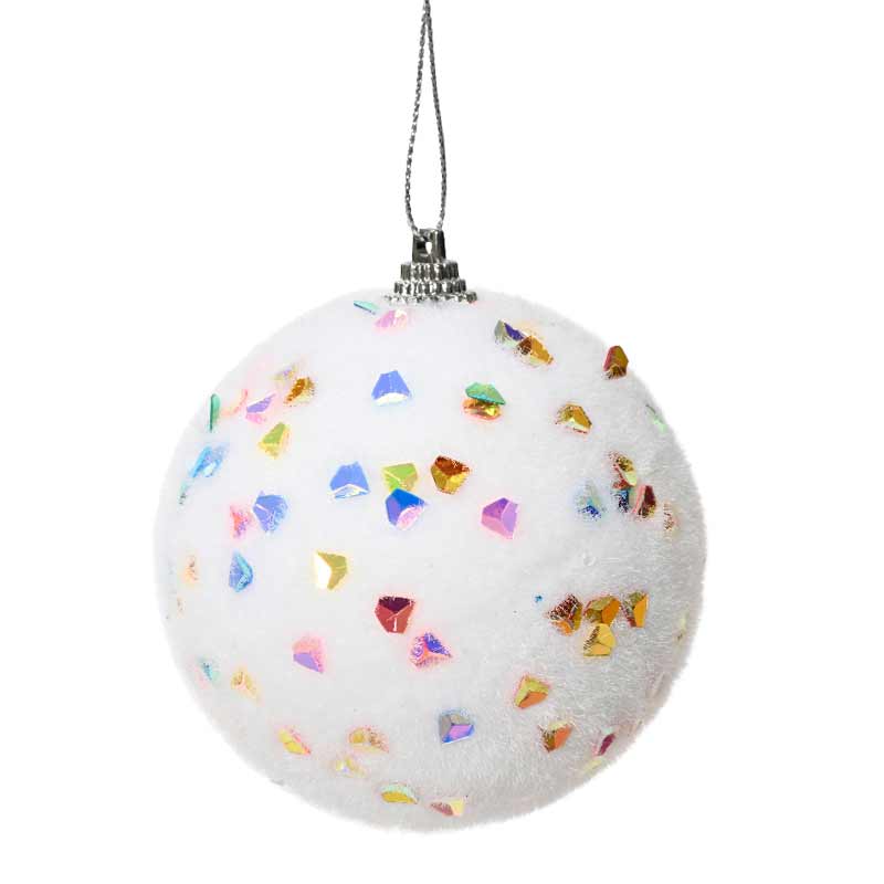 Decoris Foam Bauble with Gems in Winter White image 0