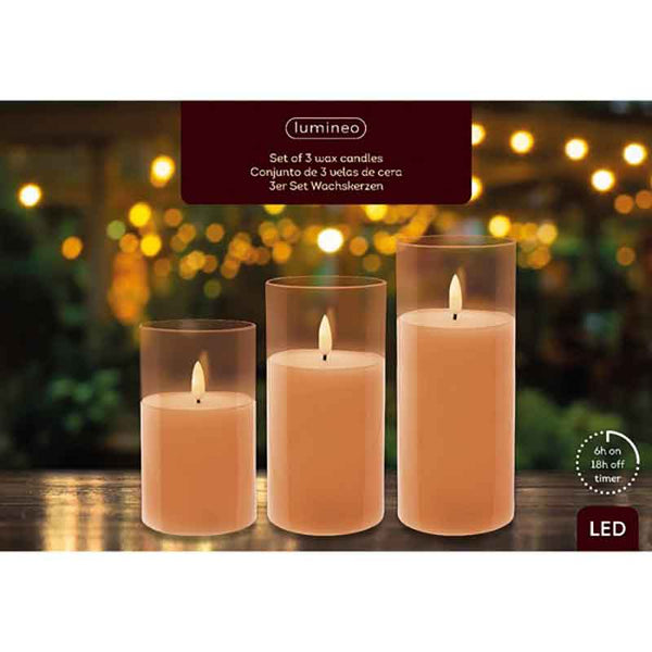 Lumineo Amber LED Wax Candles (Set of 3) image 0