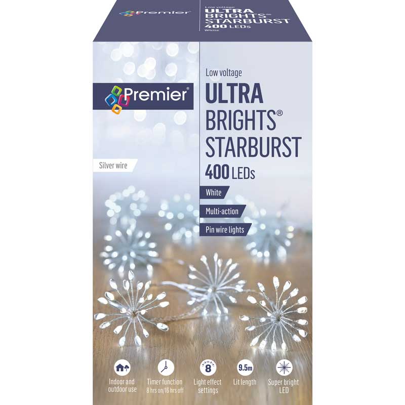 Premier Multi-Action LED ULTRABRIGHTS STARBURST with Timer - White image 0