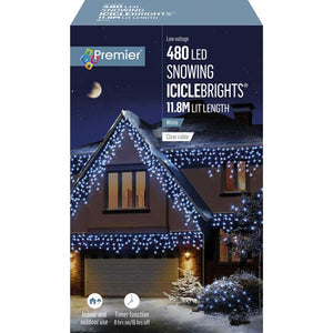 Premier 480 LED SNOWING ICICLEBRIGHTS with Timer - White image 2