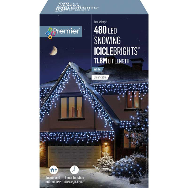 Premier 480 LED SNOWING ICICLEBRIGHTS with Timer - White image 2