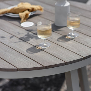 Bramblecrest Zurich 4 Seat Dining Set in Mocha with Round Table, 2.5m Parasol & Base image 2