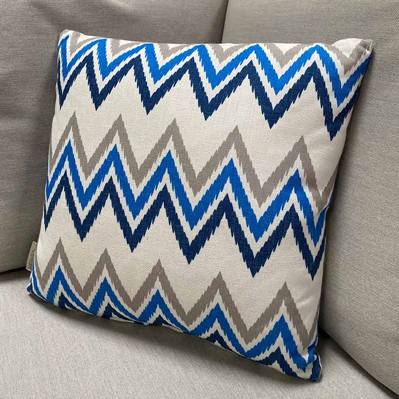 Bramblecrest Square Scatter Cushion, 45 x 45cm - Blue Zig-Zag image 0