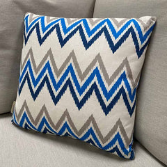 Bramblecrest Square Scatter Cushion, 45 x 45cm - Blue Zig-Zag image 0