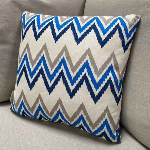 Bramblecrest Square Scatter Cushion, 45 x 45cm - Blue Zig-Zag image 0