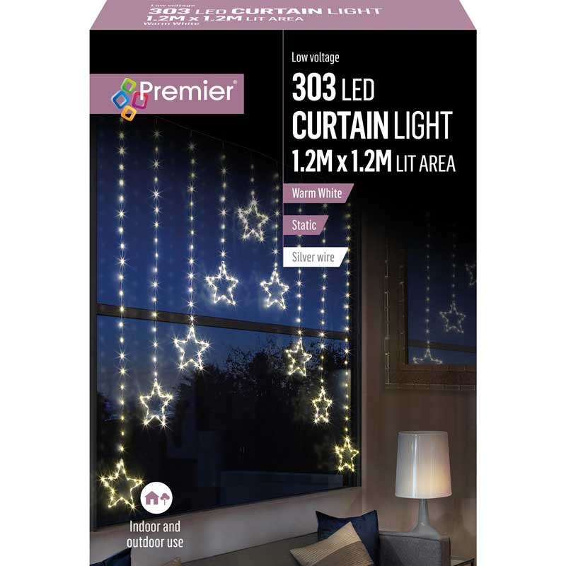 Premier LED Star Curtain Lights - Warm White image 0