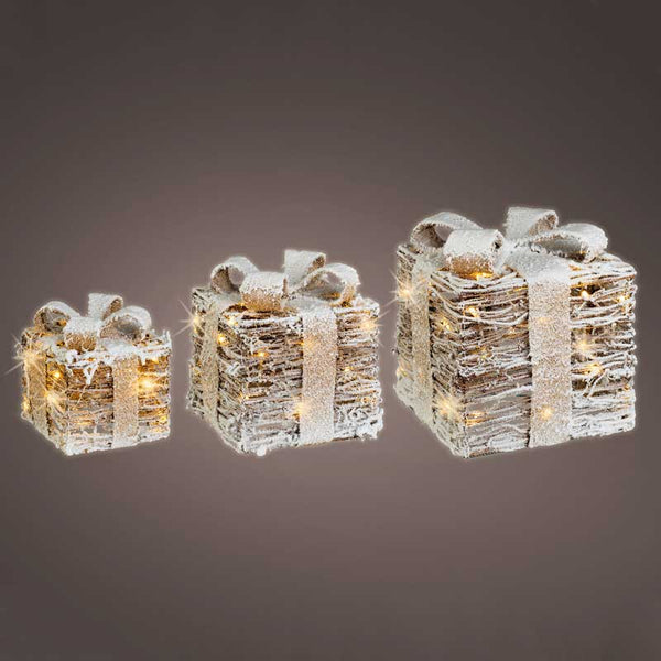 Lumineo LED Battery-Operated Rattan Giftboxes (Set of 3) image 5