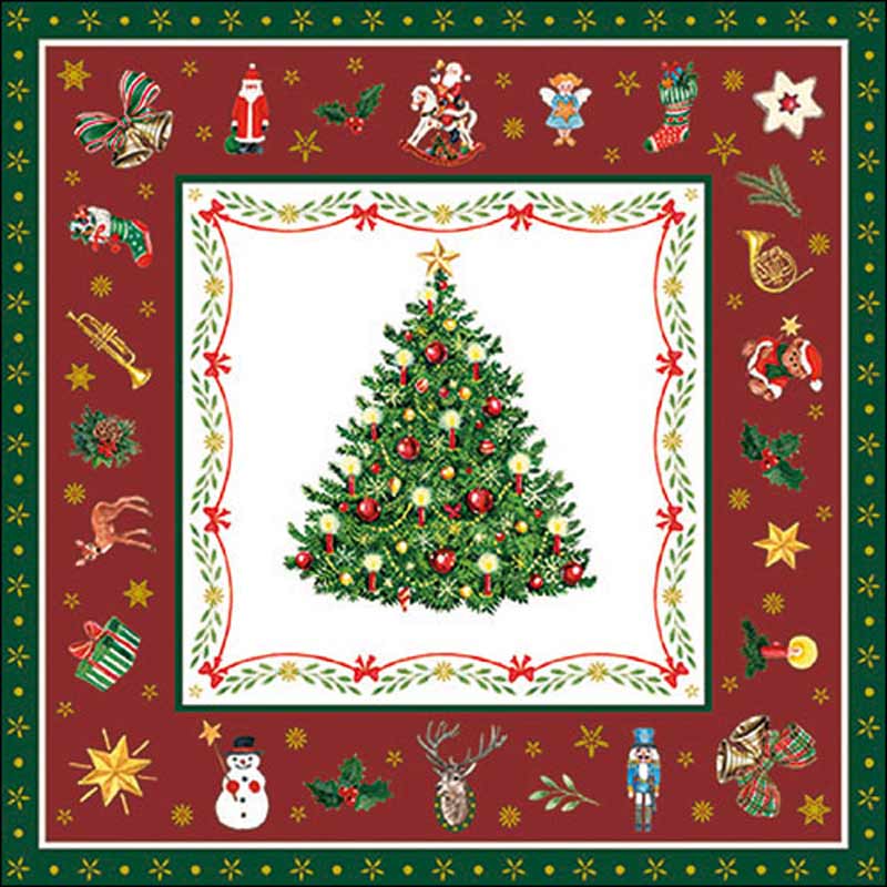 Ambiente Paper Napkins - Red Christmas Evergreen (Pack of 20) image 0