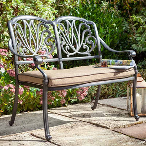 Hartman Amalfi High Back Bench in Bronze with Amber Cushion image 0