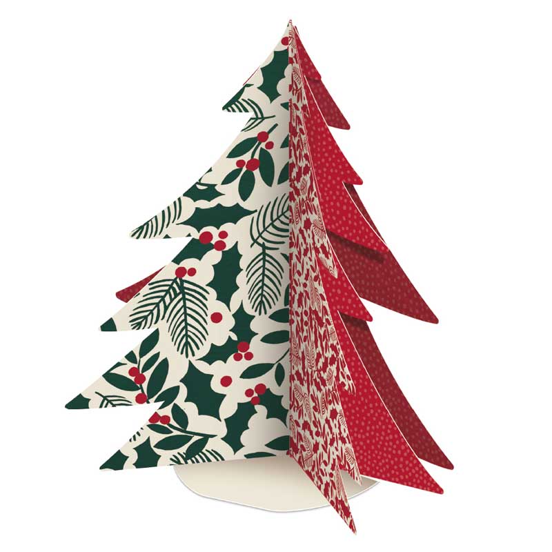 Holly Christmas Tree Premium 3D Christmas Cards (Pack of 5)