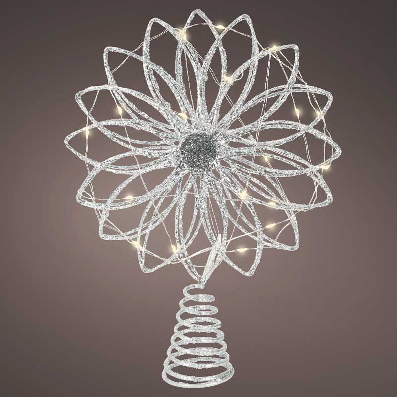 Lumineo LED Silver Glitter Starburst Tree Topper image 0