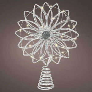 Lumineo LED Silver Glitter Starburst Tree Topper image 1