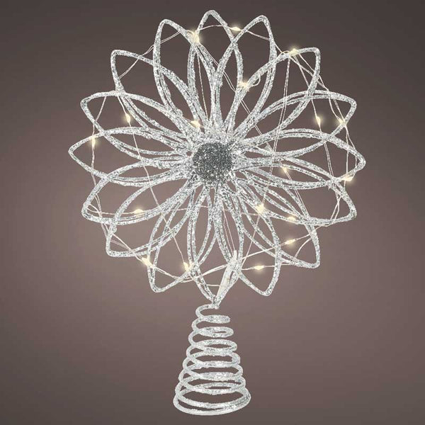Lumineo LED Silver Glitter Starburst Tree Topper image 1