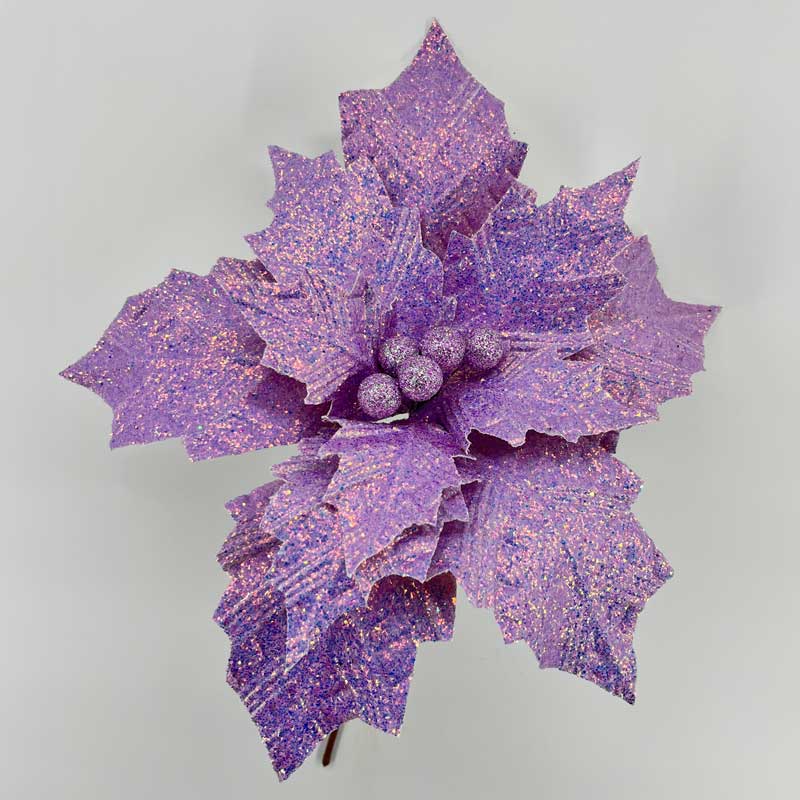 Festive Lilac Poinsettia Stem (34cm) image 0