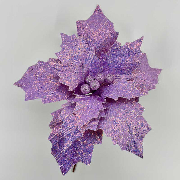 Festive Lilac Poinsettia Stem (34cm) image 1