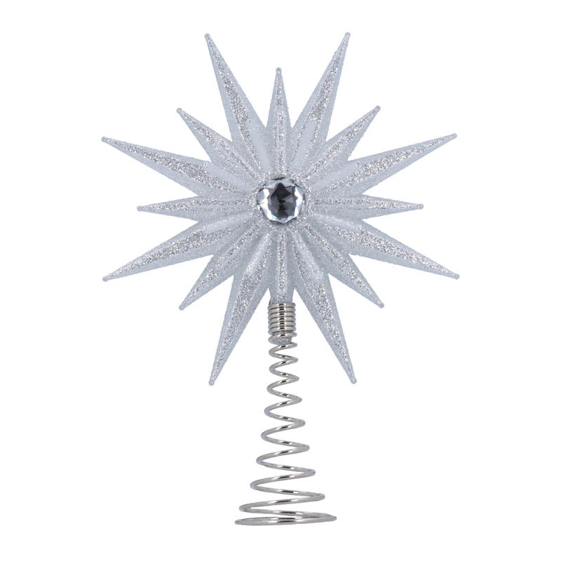 Gisela Graham Silver Glitter Starburst Tree Topper image 0