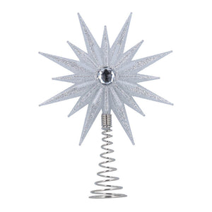 Gisela Graham Silver Glitter Starburst Tree Topper image 0