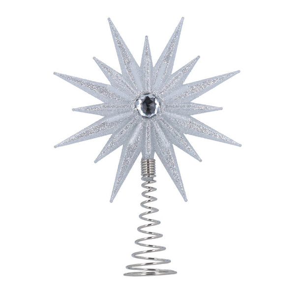 Gisela Graham Silver Glitter Starburst Tree Topper image 0