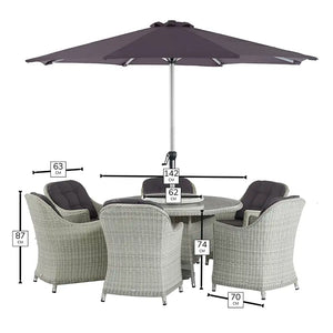 Bramblecrest Monterey Dove Grey 6 Seat Round Dining Set with Lazy Susan, Parasol &amp; Base image 5