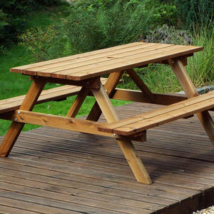 Charles Taylor Six Seater Rectangular Wooden Picnic Table (Requires Assembly) image 0