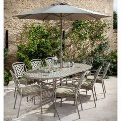 Hartman Berkeley 8 Seat Garden Dining Set in Maize with Oval Table, Parasol & Base image 0