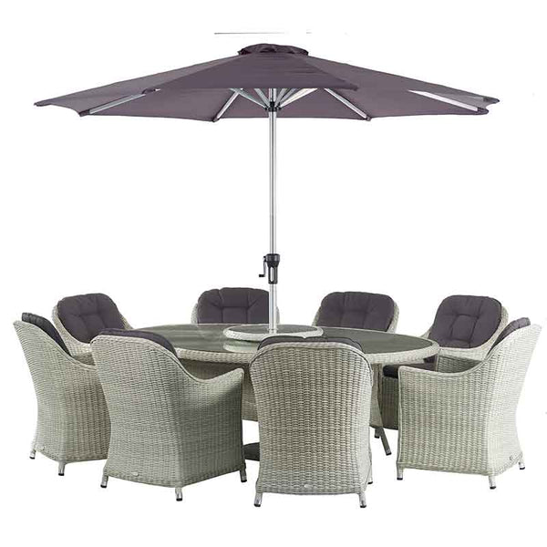 Bramblecrest Monterey 8 Seater Garden Dining Set in Dove Grey with Elliptical Table, Lazy Susan, Parasol & Base image 5