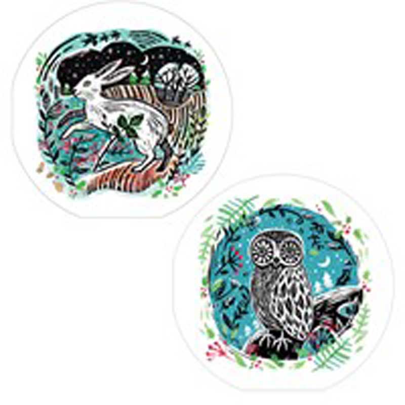 RSPB Luxury Circular Christmas Cards - Linocut Scene (Pack of 10) image 0