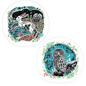 RSPB Luxury Circular Christmas Cards - Linocut Scene (Pack of 10) image 1