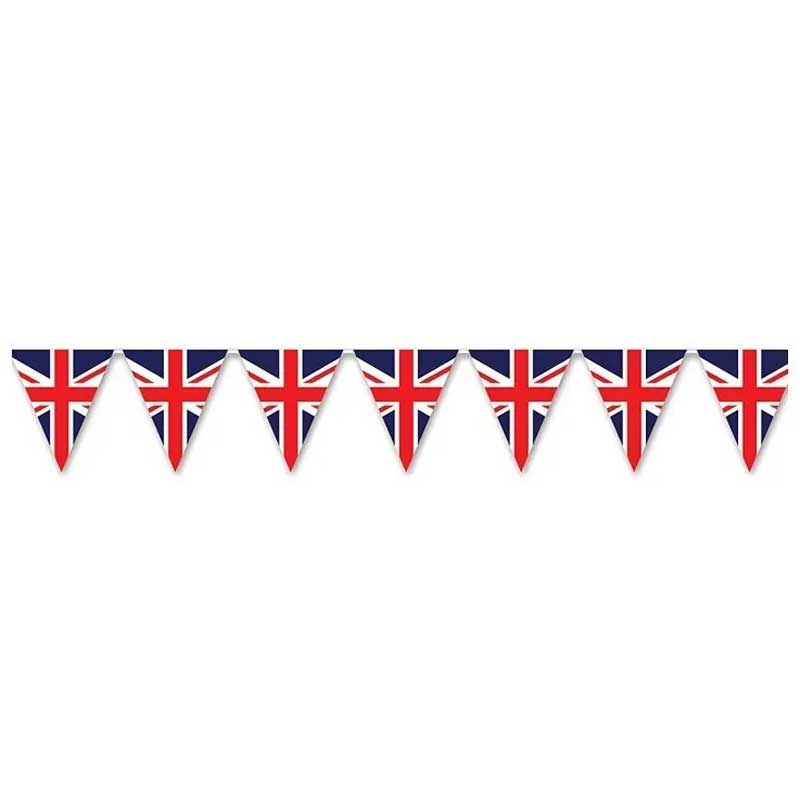 Union Jack Paper Bunting with 14 Triangular Linked Flags image 0