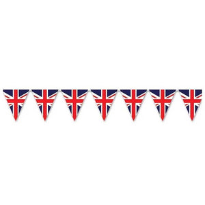Union Jack Paper Bunting with 14 Triangular Linked Flags image 0