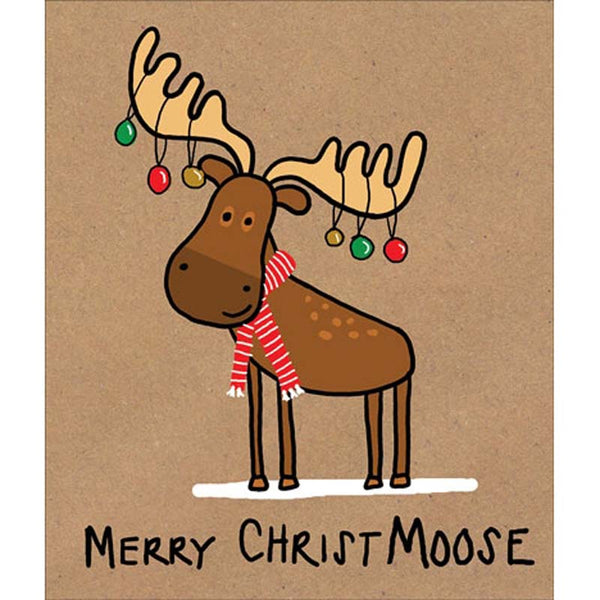 Portfolio Moose with Red Scarf & Baubles Christmas Card image 0