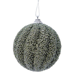 Decoris Foam Bauble with Glitter Beads in Moss Green image 0