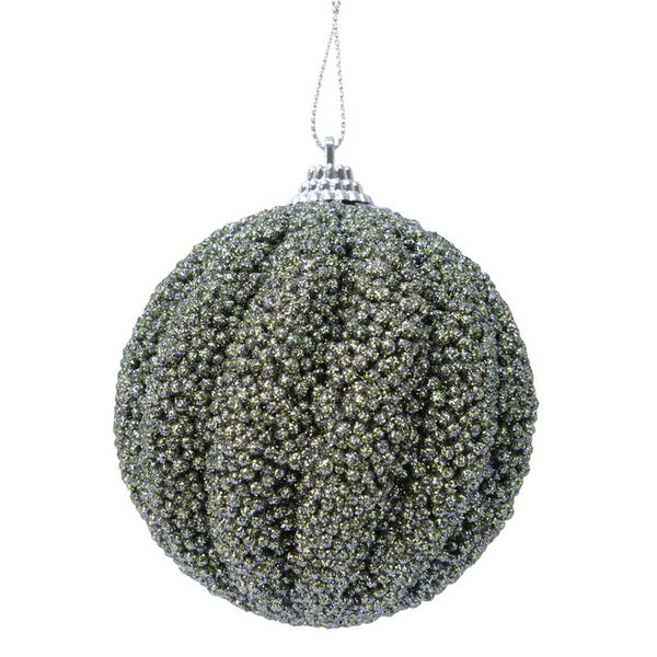Decoris Foam Bauble with Glitter Beads in Moss Green image 0
