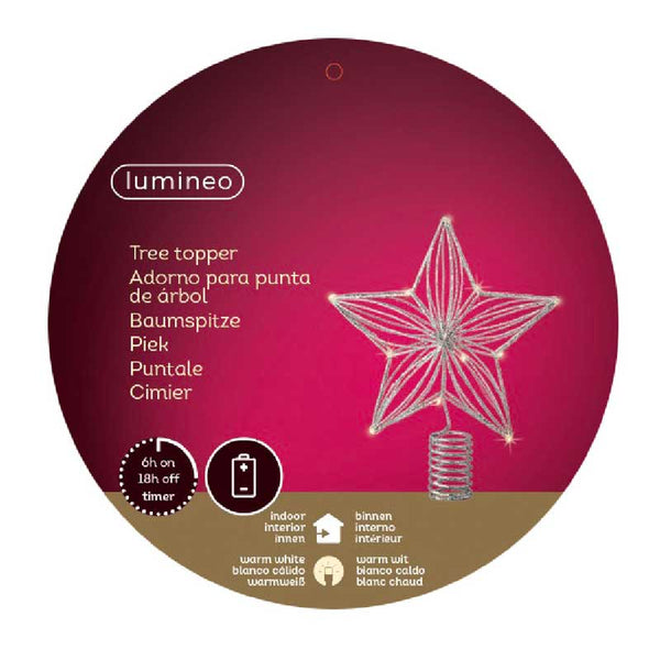 Lumineo Battery-Operated Micro LED Star Tree Topper with Silver Glitter image 2