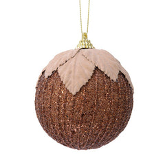 Decoris Foam Bauble with Glitter & Leaves in Cinnamon image 0