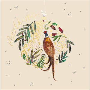 Woodmansterne Pheasant In Bauble Christmas Card image 0