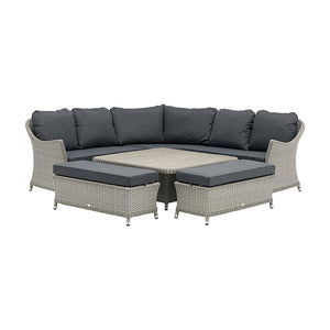 Bramblecrest Wentworth Curved Modular Corner Sofa Set in Pewter with Square Dual Height Table &amp; 2 Benches image 5