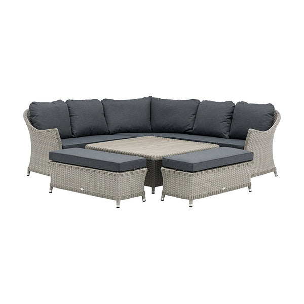Bramblecrest Wentworth Curved Modular Corner Sofa Set in Pewter with Square Dual Height Table &amp; 2 Benches image 5