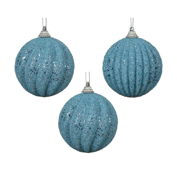 Decoris Foam Bauble with Glitter Beads in Blue Ice (Assorted Designs) image 0