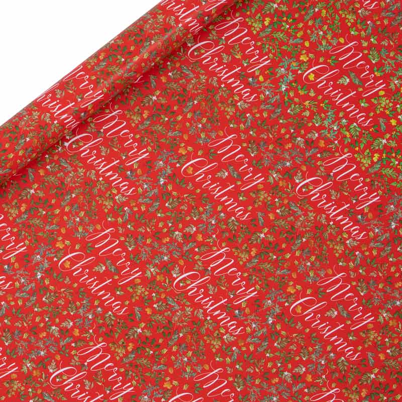 Glick Merry Christmas Foliage Gift Wrap (4m) image 0